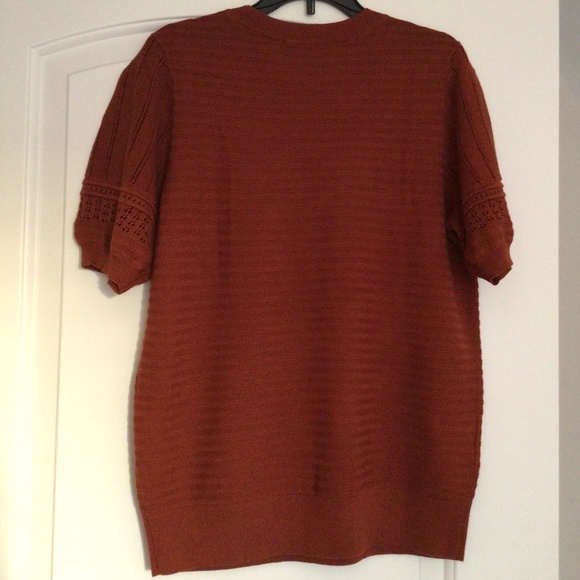 Loft Brown Knitted Bohemian Short Sleeve Top size M - Picture 3 of 8